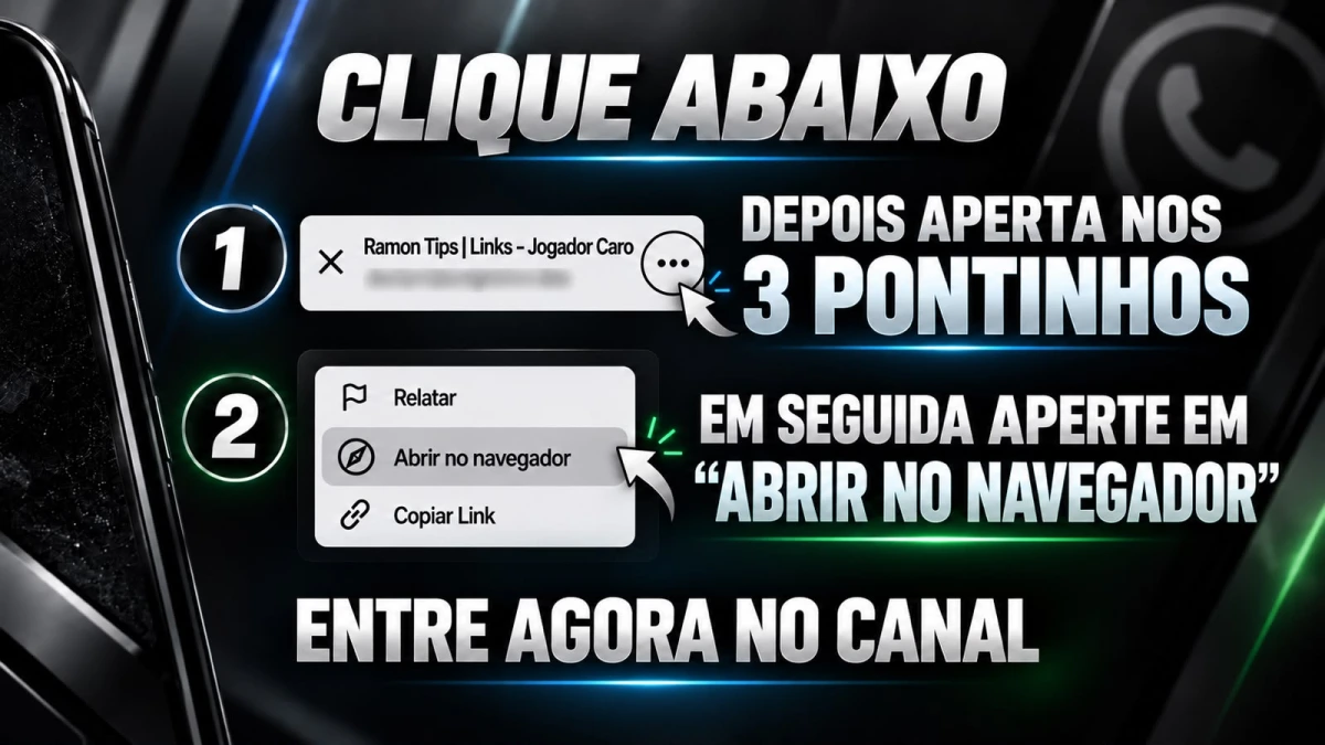 Clique abaixo, aperte nos 3 pontinhos, em seguida Abrir no navegador — Entre agora no canal